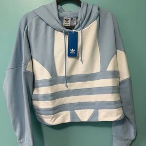 Adidas Blue and White Cropped Hoodie Size Small. Never worn with tags.